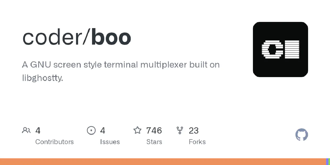 GitHub - coder/boo: A GNU screen style terminal multiplexer built on libghostty.