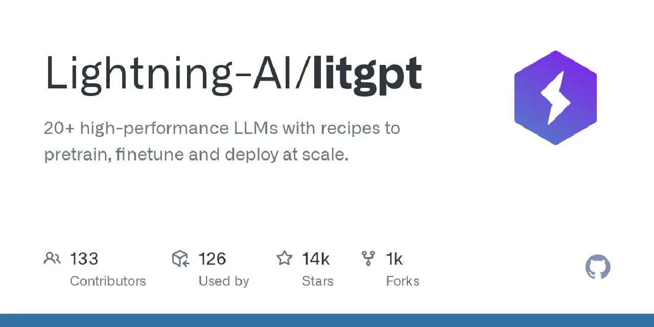 GitHub - Lightning-AI/litgpt: 20+ high-performance LLMs with recipes to pretrain, finetune and deploy at scale.