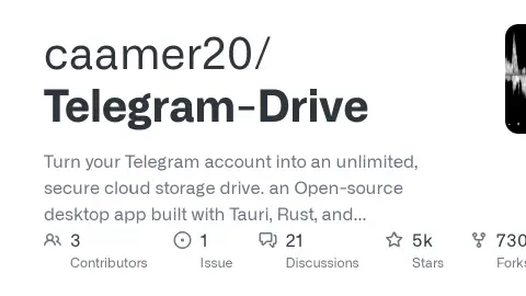 GitHub - caamer20/Telegram-Drive: Turn your Telegram account into an unlimited, secure cloud storage drive. an Open-source desktop app built with Tauri, Rust, and React.