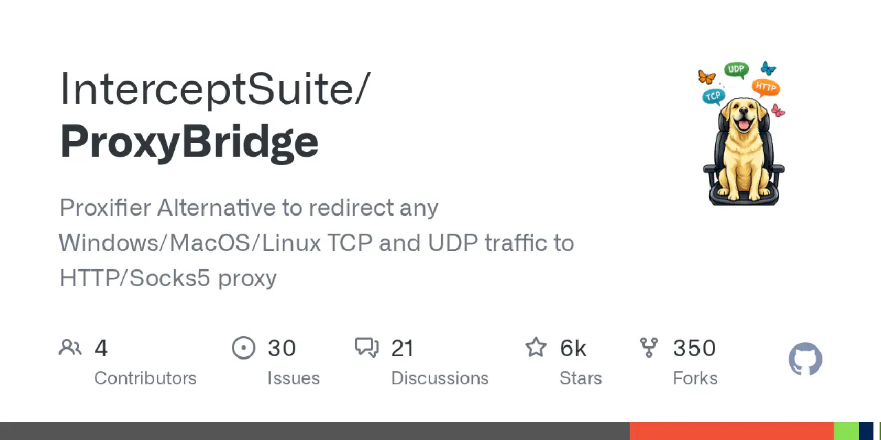 GitHub - InterceptSuite/ProxyBridge: Proxifier Alternative to redirect any Windows/MacOS/Linux TCP and UDP traffic to HTTP/Socks5 proxy
