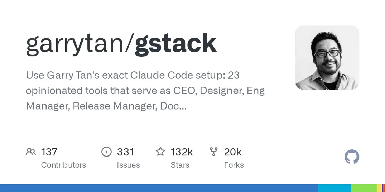 GitHub - garrytan/gstack: Use Garry Tan's exact Claude Code setup: 23 opinionated tools that serve as CEO, Designer, Eng Manager, Release Manager, Doc Engineer, and QA