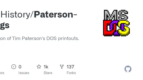 GitHub - DOS-History/Paterson-Listings: Transcription of Tim Paterson's DOS printouts.